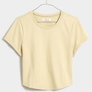NWT Madewell Heavyweight Jersey Crewneck Tee- Off White/Pale Lichen